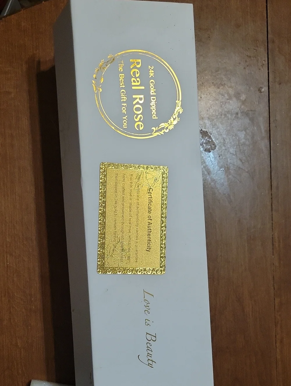 Gold Plated Stem Purple Enamel Rose - Gift Boxed
